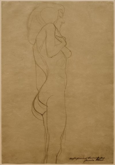 Stehender Frauenakt nach rechts (Studie) von Gustav Klimt